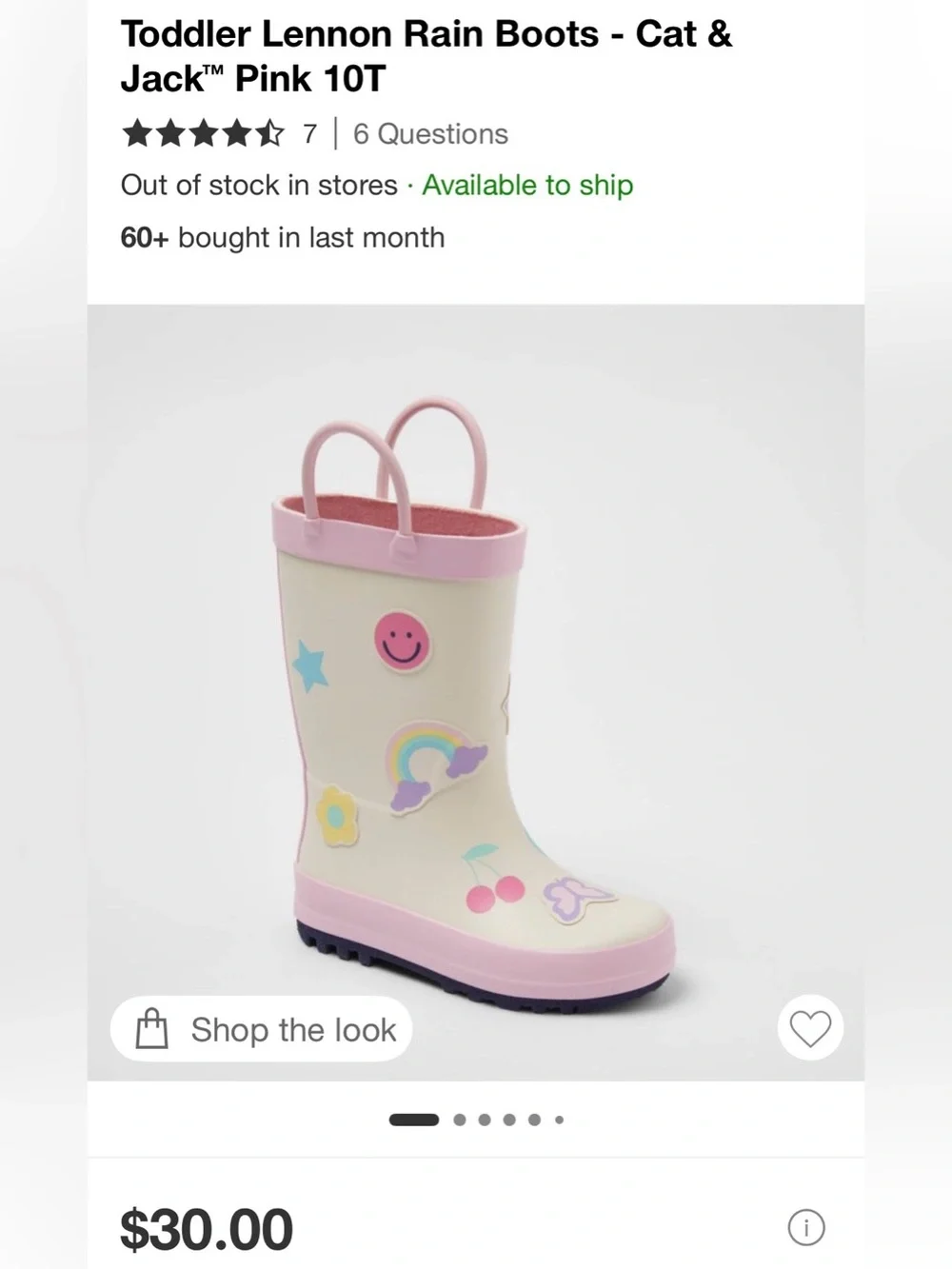 Toddler Lennon Rain Boots - Cat & Jack™ Pink retails $30